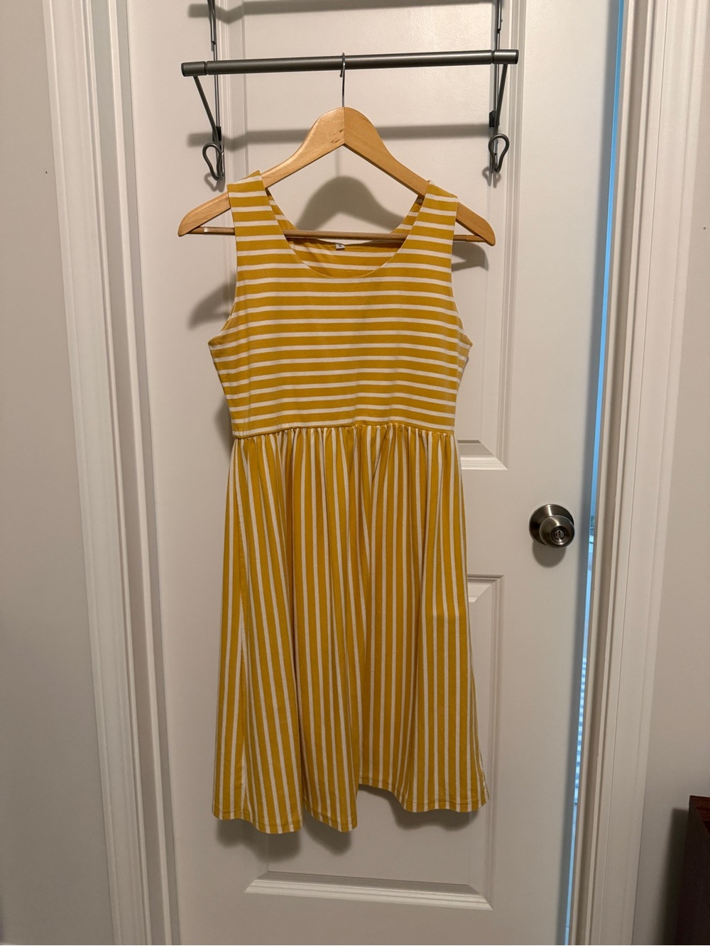 Girls' Yellow Striped Sleeveless Dress